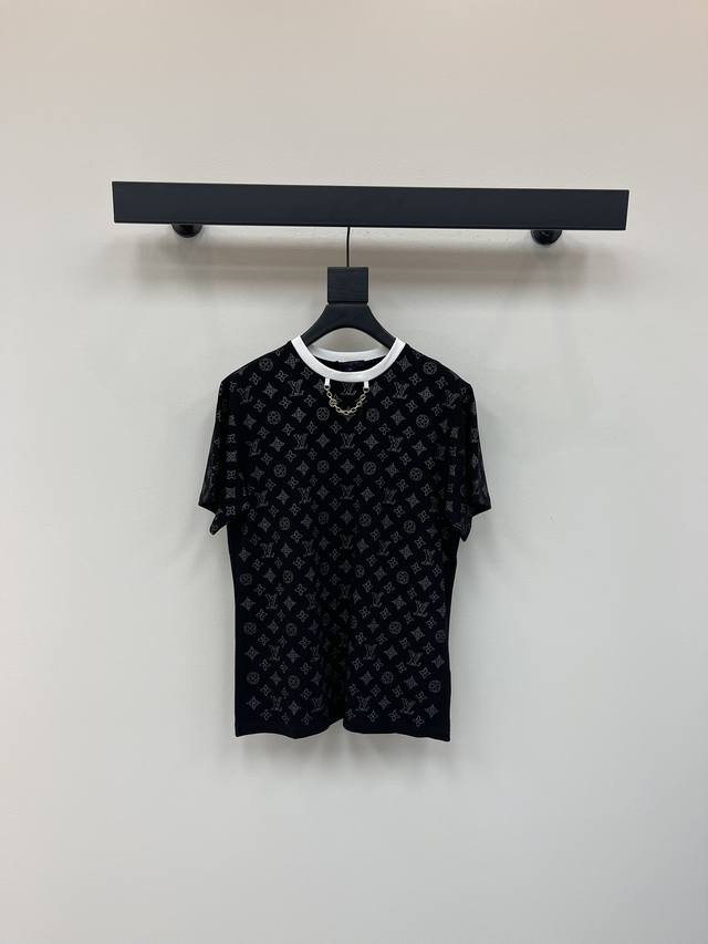 Louis Vuitto*25 new round neck printed chain short-sleeved T-shirt customized Yb