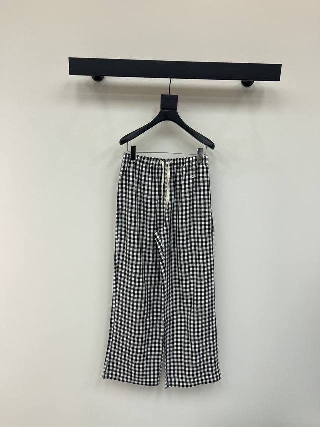Celin* 25 Early Fall new Arc de Triomphe embroidered plaid trousers with elastic