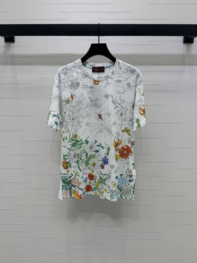 New, original, high-quality Gucc* 2025 Early Fall collection! Printed crew neck