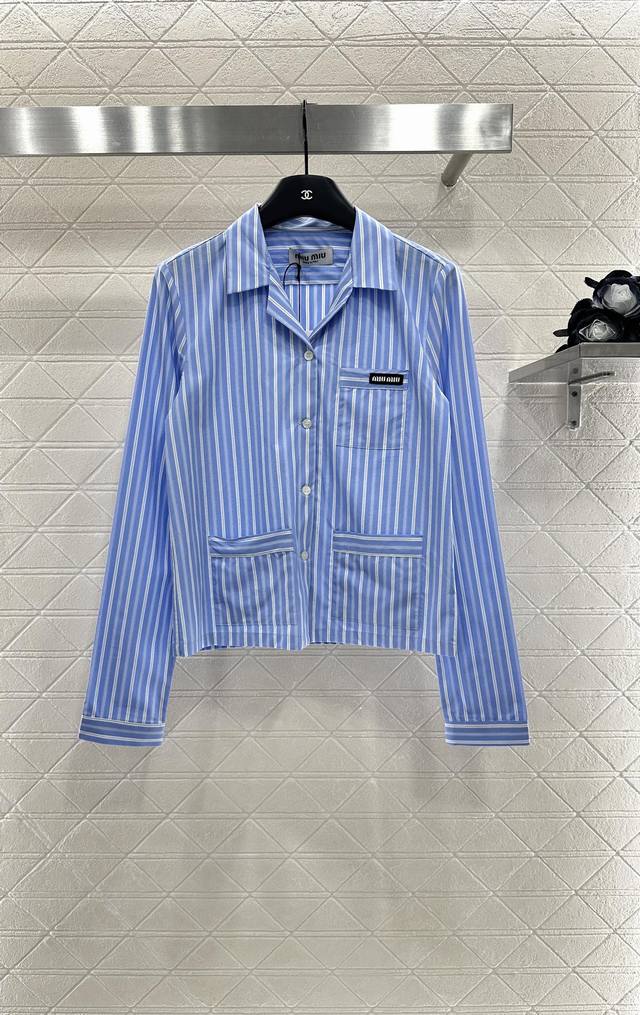 Miumi*2025 new arrivals: striped shirt, trousers, and pajama sets. Custom Yb twi