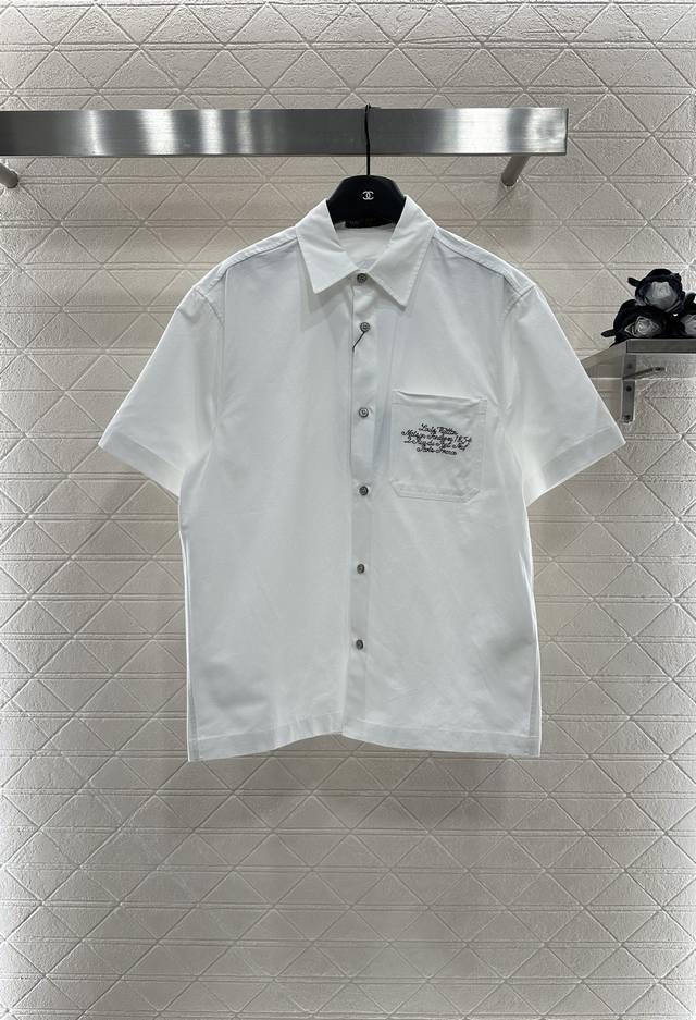 Louis Vuitto*2025 New Arrival Short-sleeved Embroidered Shirt Made of YB Twill C