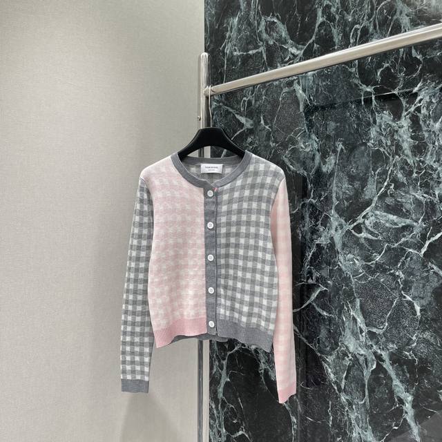 Tb 25 New Early Autumn Contrast Plaid Knit Cardigan Contrast Plaid Heavy Work Sp