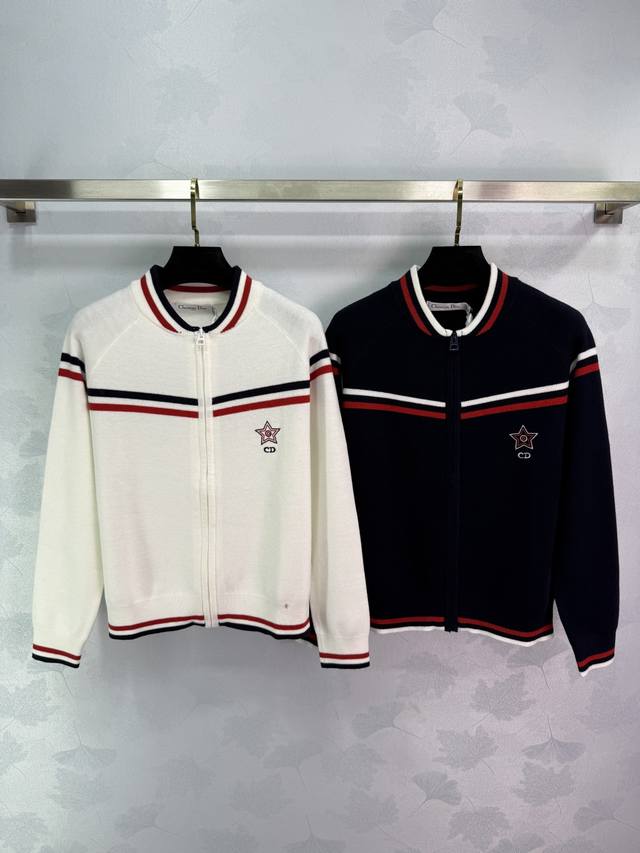 Dio*'s latest 2025 Early Fall collection! Striped zippered knitted long-sleeved