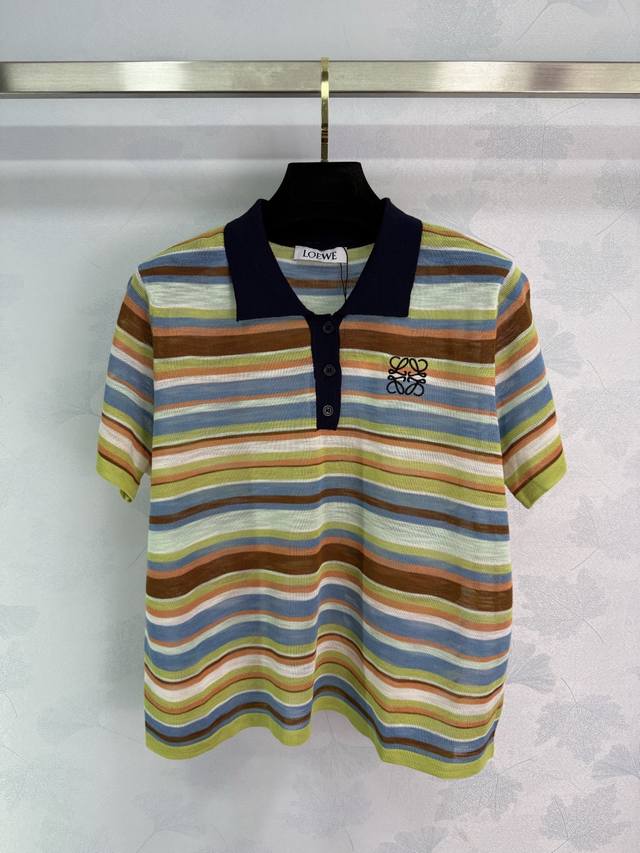 Loew*2025 New Arrival: Colorful striped knit short-sleeves, custom-woven from Yb