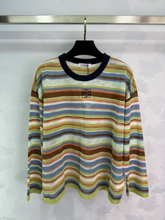 Loew*2025 New Arrival: Colorful Striped Knit Top. Custom-woven from Yb wool yarn