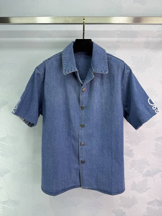 Loe* 2025 new island vacation Paula's collection denim short-sleeved shirt. Feat