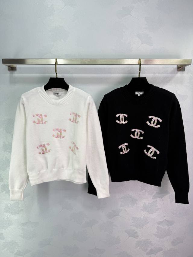 Ch*25 Early Autumn new Chanel knitted long sleeves with double C embroidery prin