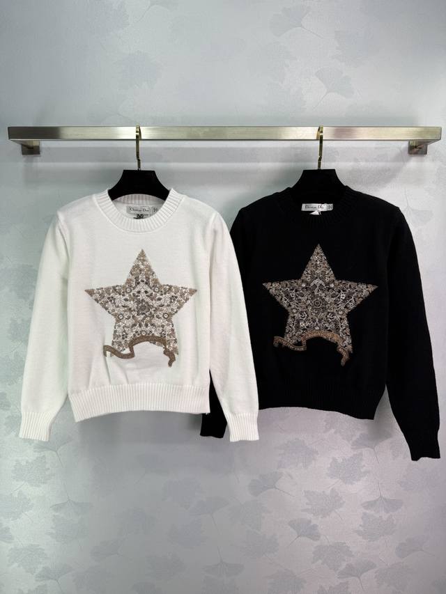 Dio* 25 classic five-pointed star embroidered sweater! Superb quality! Beautiful