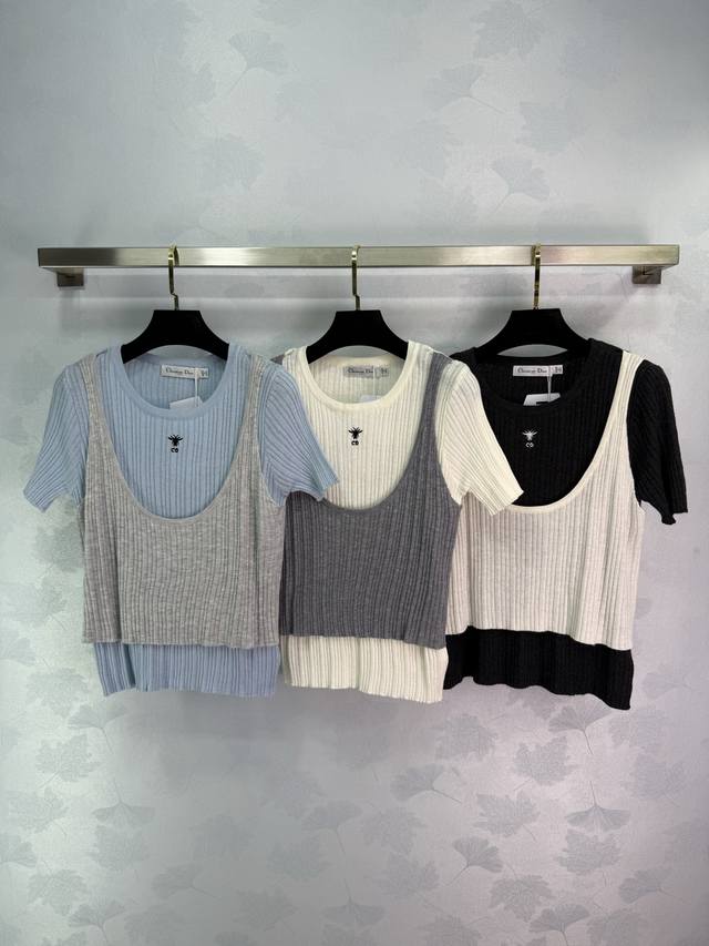 Dio*'s latest 2025 Early Fall collection! Contrast-colored faux two-piece knit s