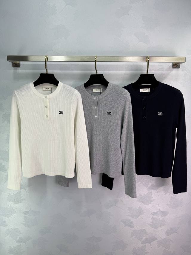 Celin*'s latest 2025 Early Fall collection! Arc de Triomphe crew neck knit long