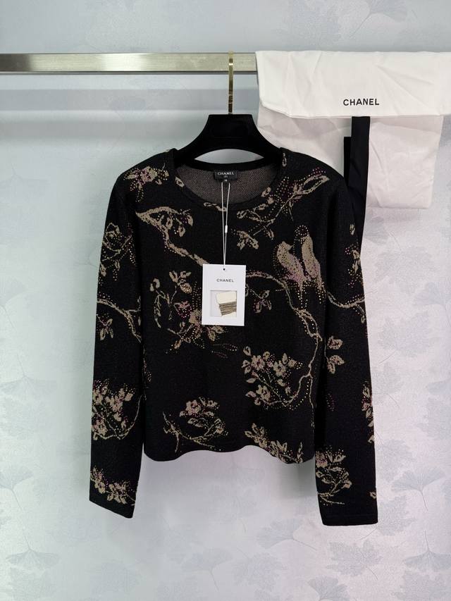 Chane*2025 New Arrivals: Hot-drilled floral and bird knitted long-sleeved custom
