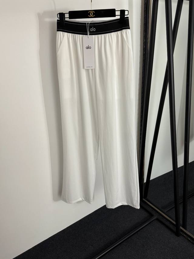 Style No. 20254249 Alo new logo ribbon waist casual wide-leg trousers, white, bl