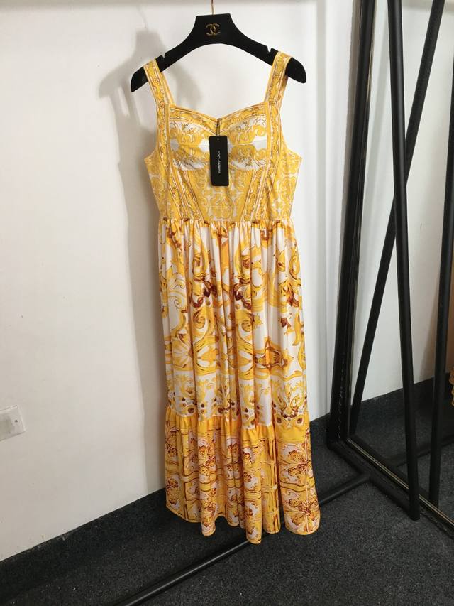 Style 3763 Dg* New retro floral print tube top dress, yellow, sizes S-Xl, M; bus