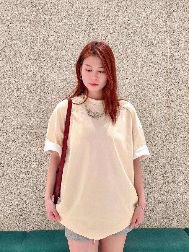 Jil Sand*R 25Fw Early Fall New Fake Two-Piece Round Neck Short-Sleeved Logot T-S