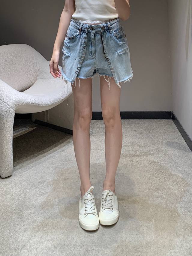 Alexandere*Wang 25Ss Spring/Summer new metallic double-layer denim skirt | Exclu