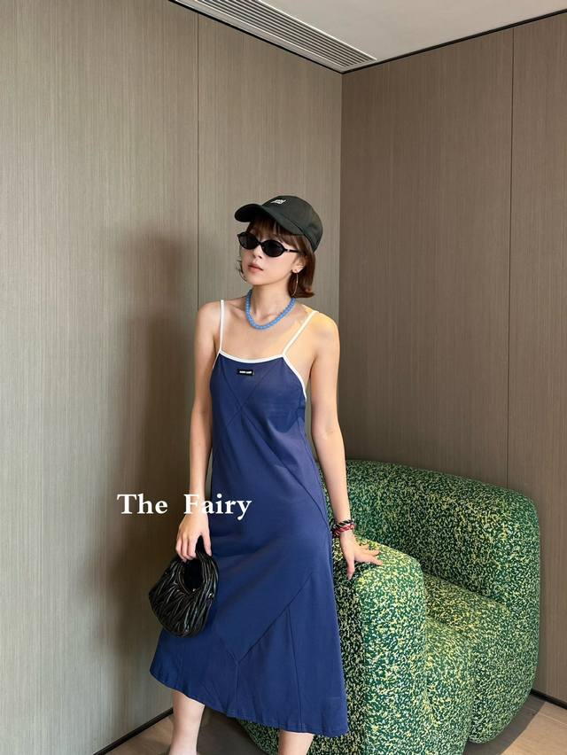 Miumi* 25Ss Spring/Summer new cotton halter back dress | Exclusively developed b
