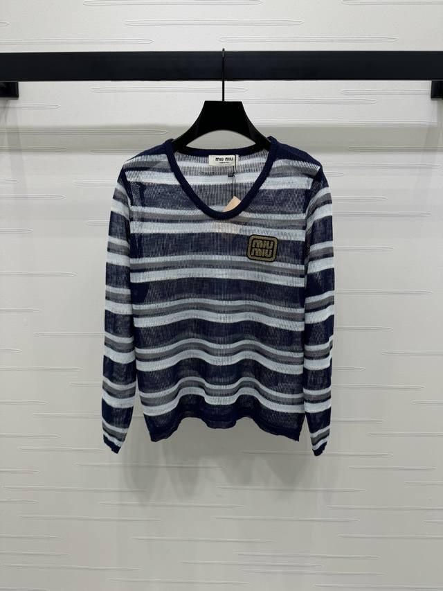 New, original, high-end Miumi* 2025 Early Fall Collection! U-neck striped knit l