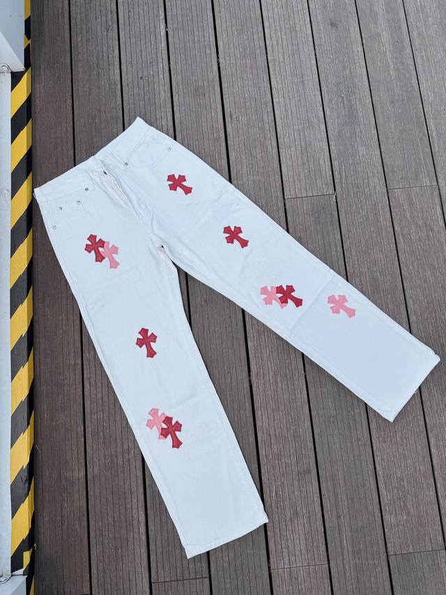 Top version, different from the market currency Comehearts white pants pink leat