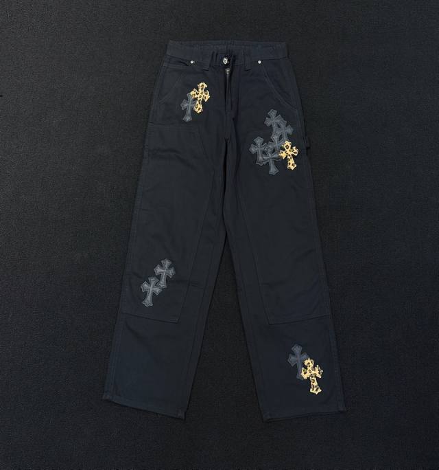 Style: D363 Chrome Hearts Straight Leg Lumberjack Overalls Color Black Sizes S-X