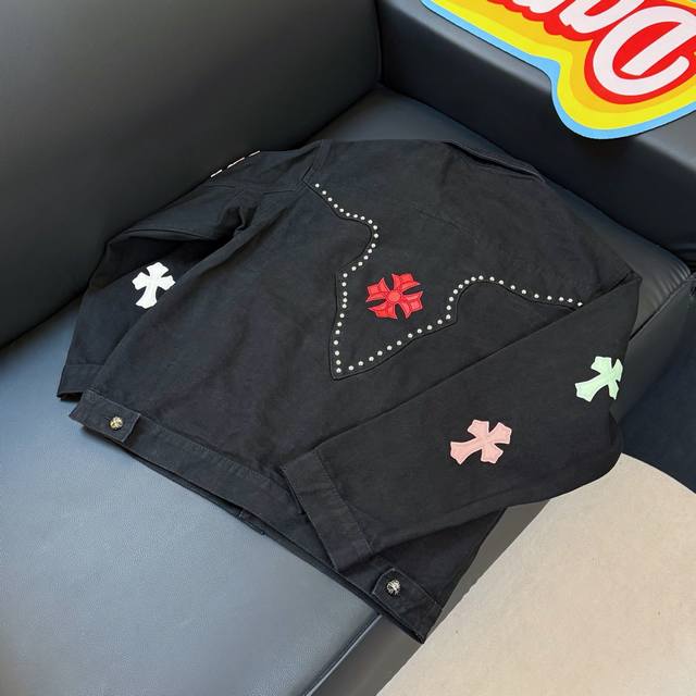 Style No.: D352Chrome Hearts contrast color leather rivet denim jacket SizeS M L