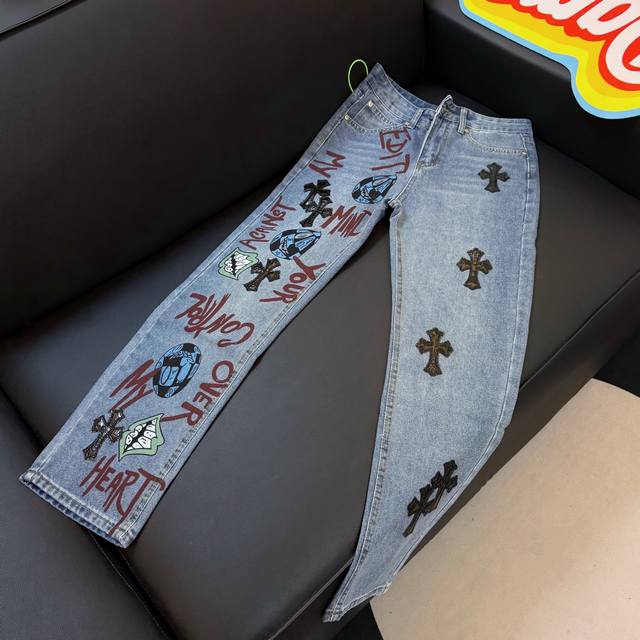 Style number: D349Chromehearts1Of1 Chrome Mattyboy graffiti jeans are top-tier j