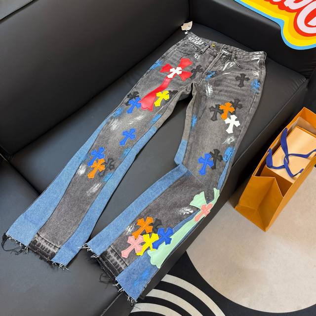 Style: D332. Gallery Dept & Chrome Hearts collaboration patchwork colored leathe