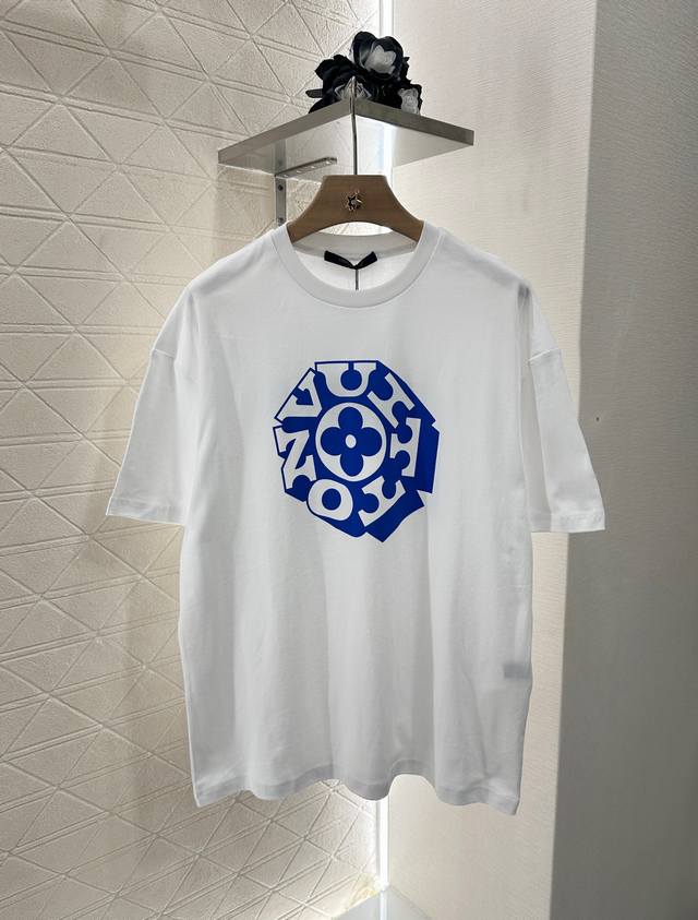 Louis Vuitto*2025 new arrivals. Round neck print, custom YB virgin cotton materi