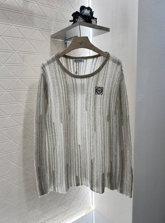 Loew*2025 New Arrivals: Striped Long Knit Top with Waistband. Custom-woven Yb wo