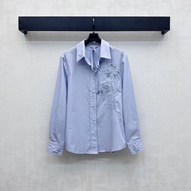 Gucc*2025 New Arrival. Custom butterfly embroidered shirt. Made of imported YB t