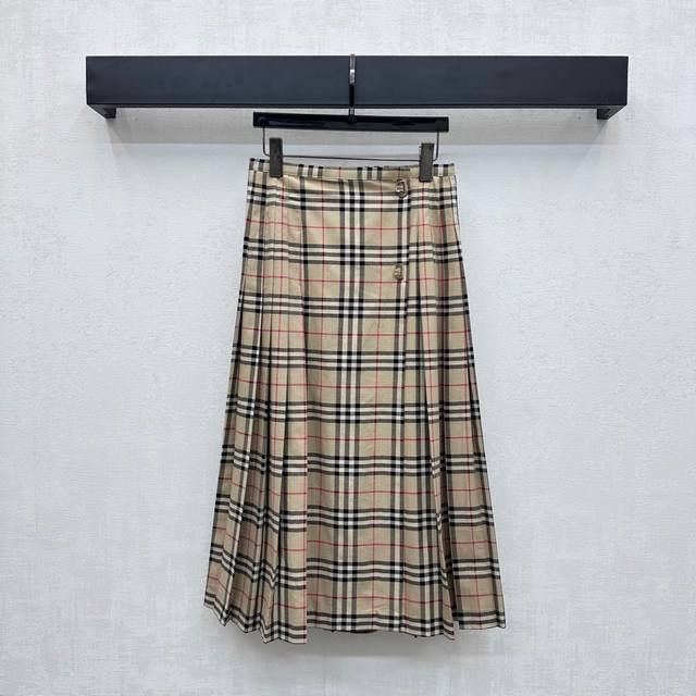 Bur Bbr*2025 New Arrival Plaid High-Waist Pleated Skirt Customized Yb Imported C