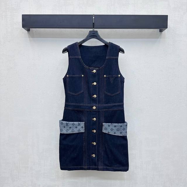 Louis Vuitto*2025 New Arrivals: This patchwork denim vest dress is custom-made f