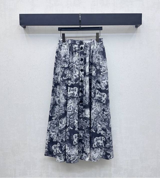 Dio*2025 New Arrival Printed Pleated Skirt Customized YB Imported Twill Cotton M