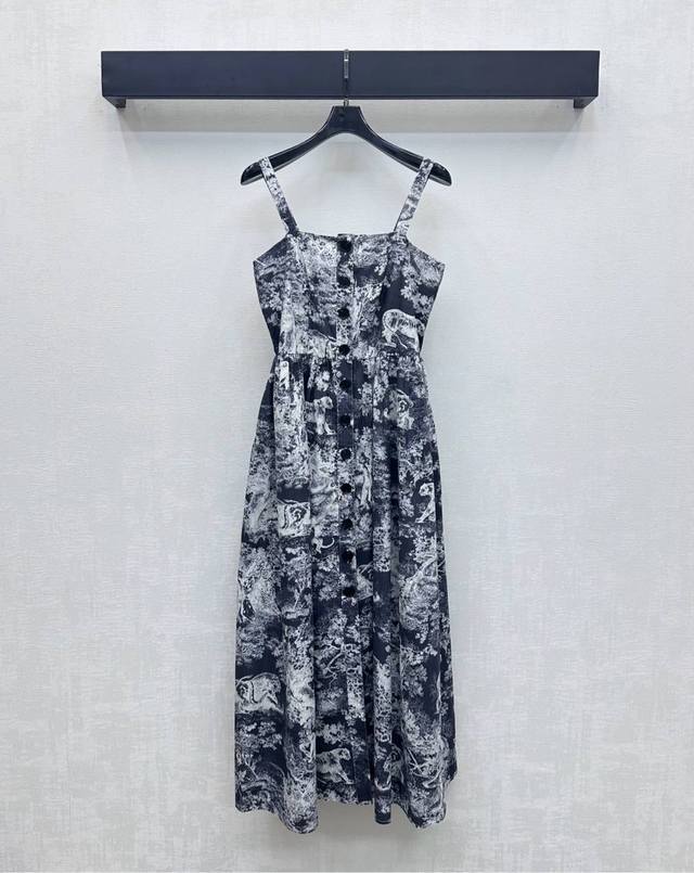 Dio*2025 New Arrival Printed Suspender Dress Custom Made YB Imported Twill Cotto