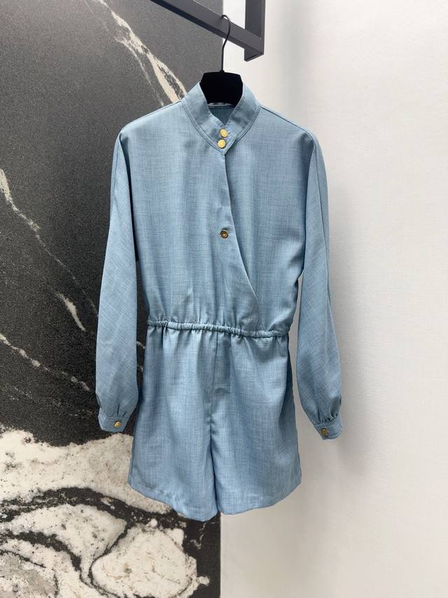 Lss New Arrival: Southern French Style Light Blue Stand-up Collar Long Sleeve Ju