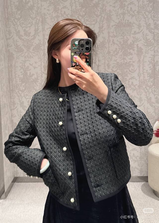 Jacket and Skirt Dio* 25Fw New Early Fall Plaid Jacquard Round Neck Jacket and S