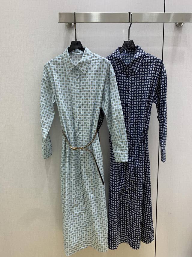Highly recommended Max*2025 spring and summer new lapel long-sleeved belt printe