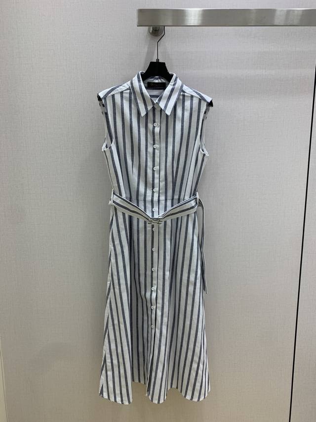 Highly recommend Lp*2025 spring and summer new sleeveless lapel striped belt dre