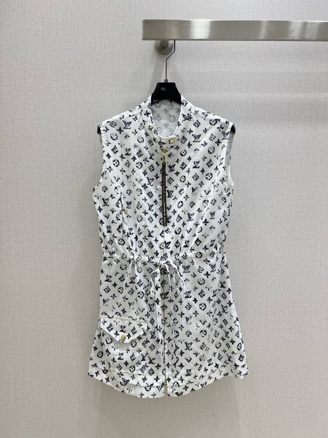 Highly recommend Lv*2025 spring and summer new sleeveless zipper printed dress M