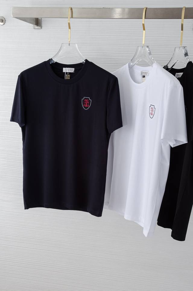 Bc 2025Ss New Light Luxury Business Casual Men's Round Neck Short-Sleeved T-shir