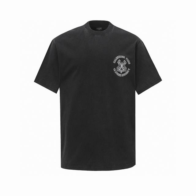 Balenciaga 25Ss new front and back logo short-sleeved T-shirt with distressed, w