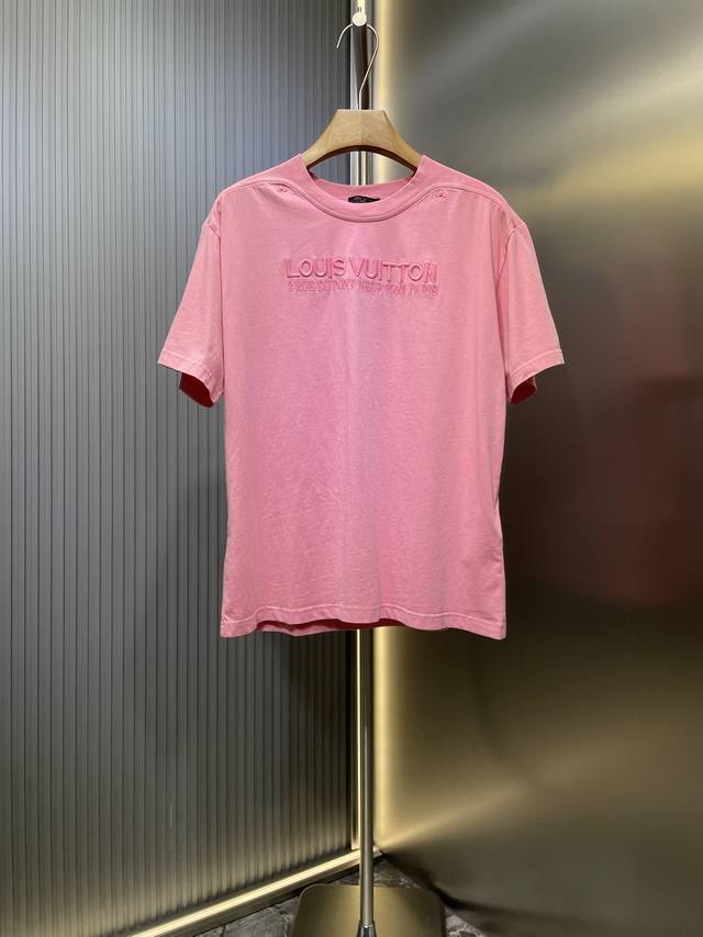 Lv top-grade original exquisite heavy-wash embroidered T-shirt, high-end fabric