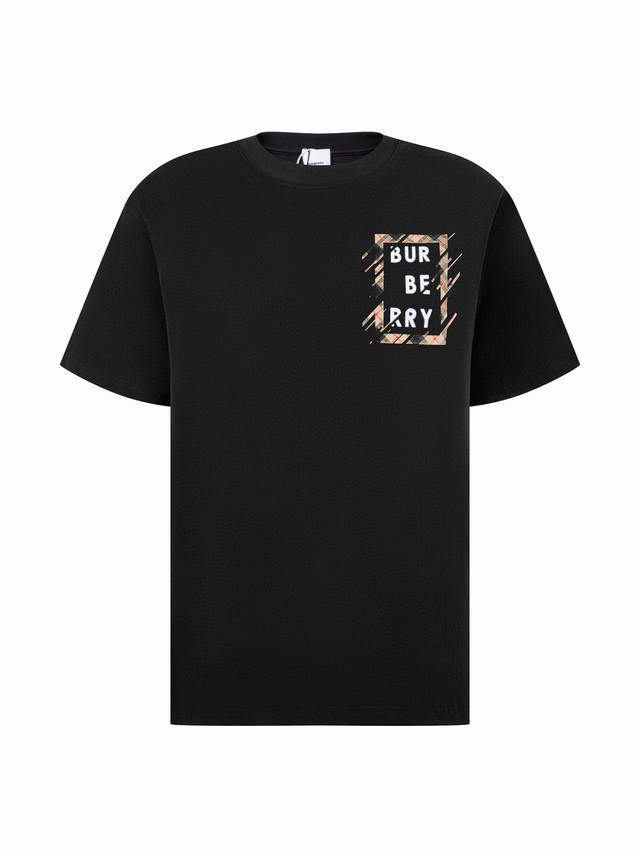 Zp version - Burberry classic chest plaid letter print short-sleeved T-shirt, un
