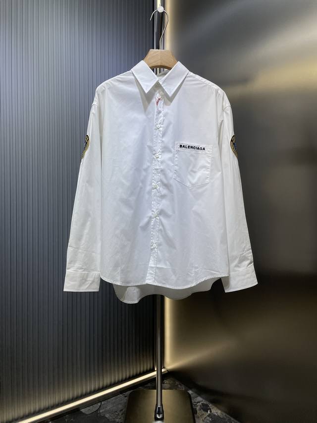 Balenciaga top-quality original logo embroidered badge shirt, customized with li