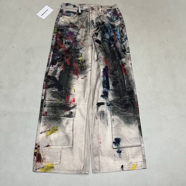 Acne Studios 3D printed graffiti denim trousers