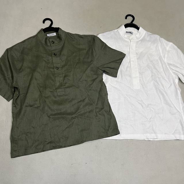 with hanger, can provide non-standard products Lp linen button round neck short