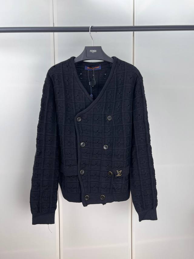 1V Louis letter double-breasted jacket knitted cardigan SML Xl