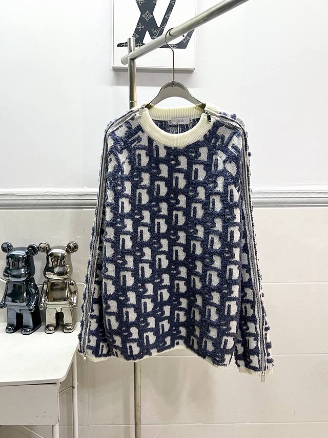 Style R060Dior Dior Jay Chou jacquard sweater double-sided jacquard zipper knit,