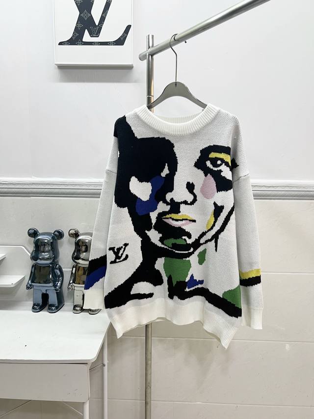 Style R024. Louis Vuitton portrait pullover, round neck, long-sleeved sweater. F
