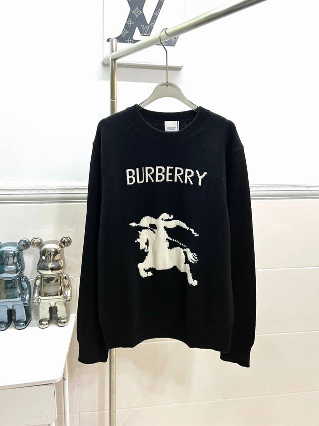 Style No. R053Bbr Burberry contrasting logo warhorse jacquard pullover round nec