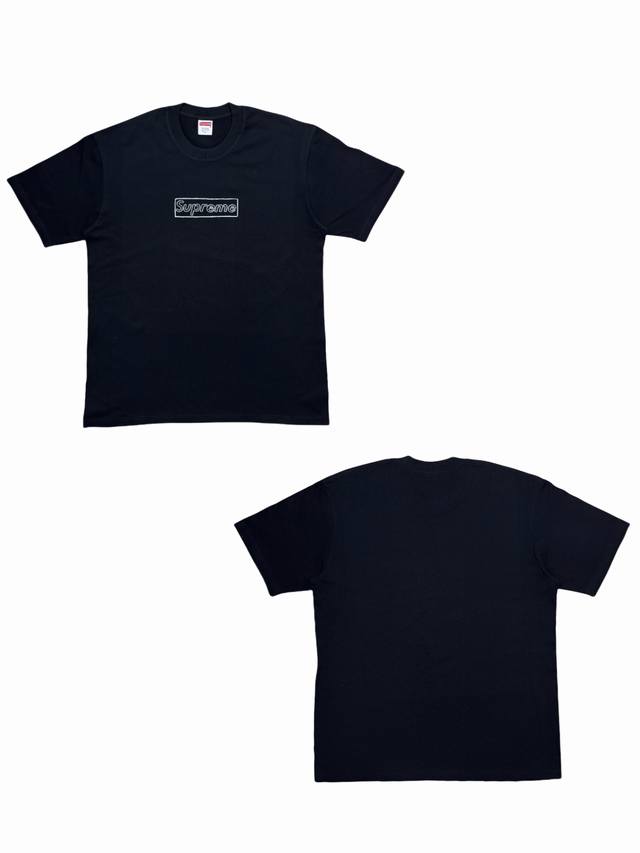 Su151 Supreme Week 18 X Kaws Collaborative Chalk Logo Tee. Solid color Box Logo